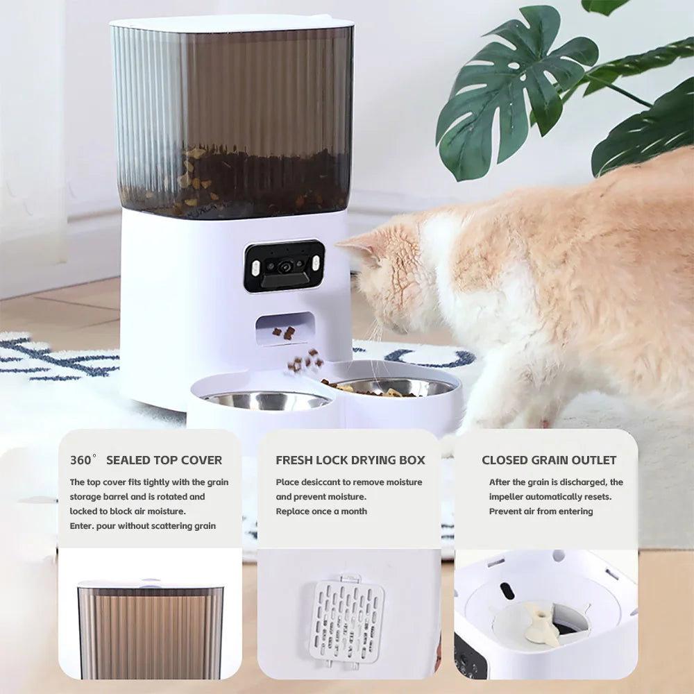 5L Smart WiFi Pet Feeder with Camera - Automatic Cat & Dog Food Dispenser